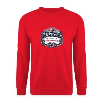I LIKE SWITZERLAND - Unisex Sweatshirt - red - Front - Alina (178cm) & Michal (187cm)