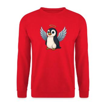 Ange pingouin mignon avec des ailes et un halo - Sweat-shirt Unisexe - rouge - Devant - Alina (178cm) & Michal (187cm)