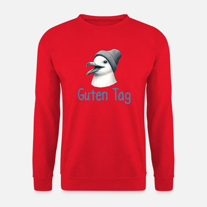 Moin Vogel Möwe Nordsee Guten Tag Beanie Mütze - Unisex Pullover - Rot