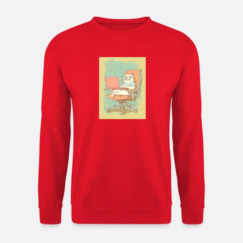 Homeoffice Level: Katze - Unisex Pullover - Rot