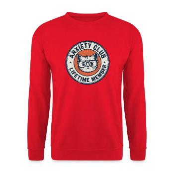 Cat Anxiety Club – Lebenslanges Mitglied - Unisex Pullover - Rot - Vorne - Alina (178cm) & Michal (187cm)