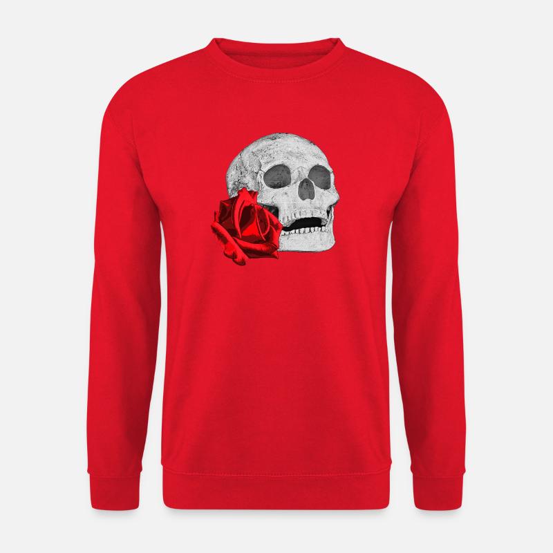 menschenschädel, rosenblüte, goth - Unisex Pullover - Rot