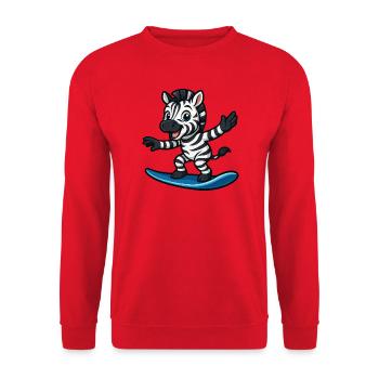 Cool Zebra Surfer Beach Outfit Swimmer Kids - Unisex Sweatshirt - red - Front - Alina (178cm) & Michal (187cm)