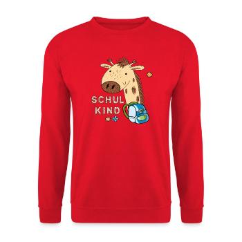 Cute Giraffe Back to School Design - Unisex Sweatshirt - red - Front - Alina (178cm) & Michal (187cm)