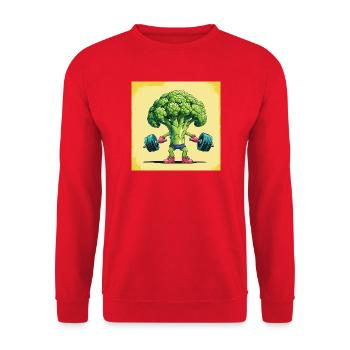 Centrale de brocoli avec haltère - Sweat-shirt Unisexe - rouge - Devant - Alina (178cm) & Michal (187cm)