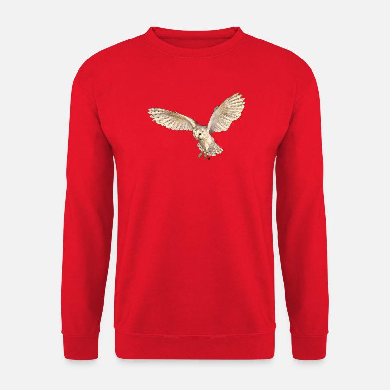Wunderschöne Schleiereule im Flug - Unisex Pullover - Rot
