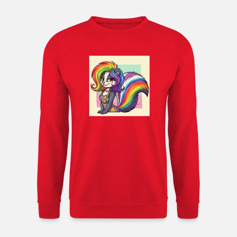 Regenbogenskunk im Kleid - Unisex Pullover - Rot