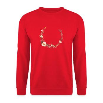 Boho Wildflower Wreath Personalizable - Unisex Sweatshirt - red - Front - Alina (178cm) & Michal (187cm)