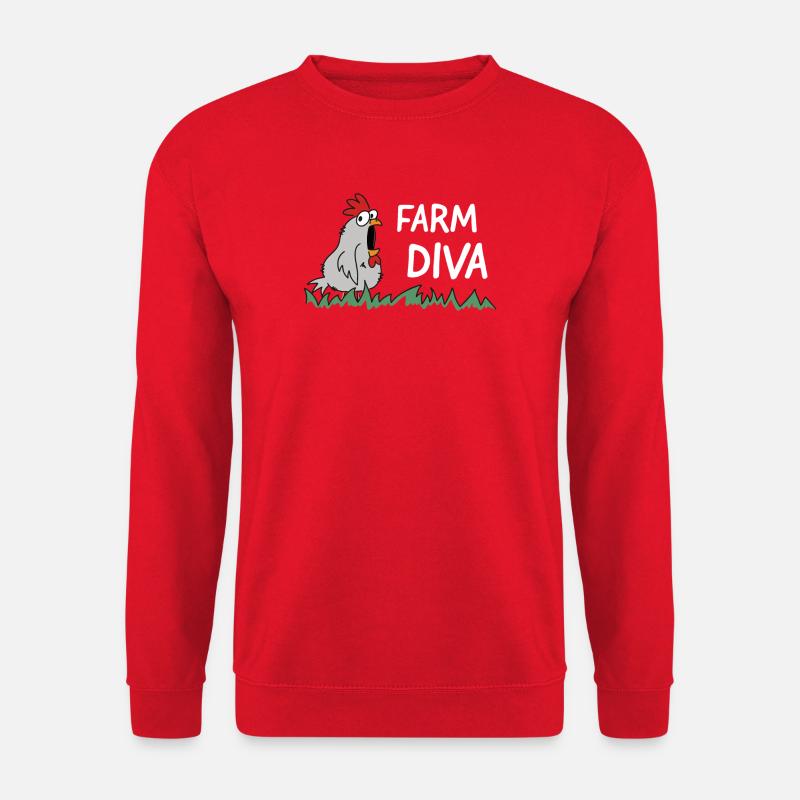 farm diva chicken hen - Unisex Pullover - Rot