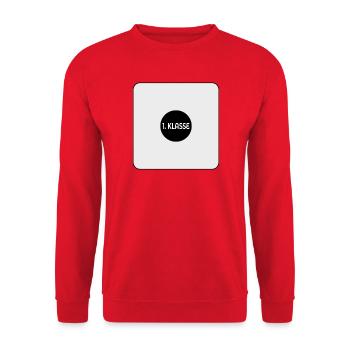 SCHULKIND LEHRER 1. Klasse - WÜRFEL - Unisex Pullover - Rot - Vorne - Alina (178cm) & Michal (187cm)