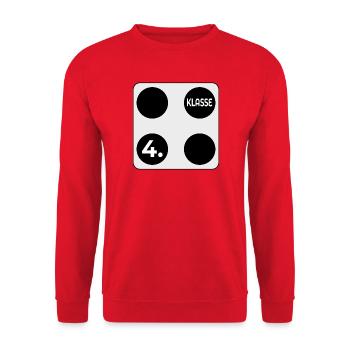 WÜRFEL AUGENZAHL - VIER 4. KLASSE - Unisex Pullover - Rot - Vorne - Alina (178cm) & Michal (187cm)