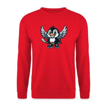 Süßer Pinguin Engel mit Flügeln Eishockeyspieler - Unisex Sweatshirt - red - Front - Alina (178cm) & Michal (187cm)