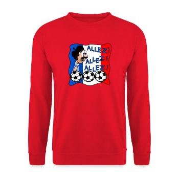 ALLEZ PAPA PÈRE FRANCE - Sweat-shirt Unisexe - rouge - Devant - Alina (178cm) & Michal (187cm)