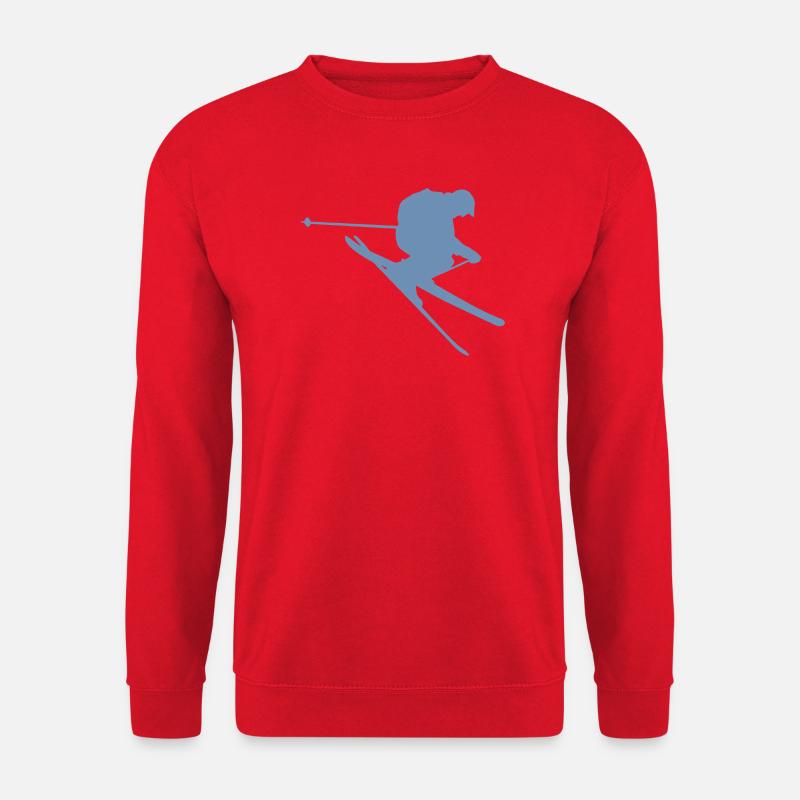 Skier Silhouette im Sprung - Unisex Pullover - Rot