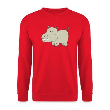Playful hippo charm for children - Unisex Sweatshirt - red - Front - Alina (178cm) & Michal (187cm)