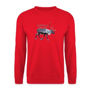 Lappland-Elch im nordischen Stil - Unisex Pullover - Rot - Vorne - Alina (178cm) & Michal (187cm)