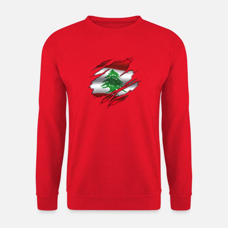 Flagge des Libanon - Zerrissene Flagge - Unisex Pullover - Rot