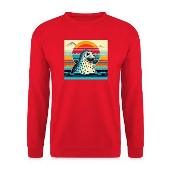 seal - Unisex Sweatshirt - red - Front - Alina (178cm) & Michal (187cm)