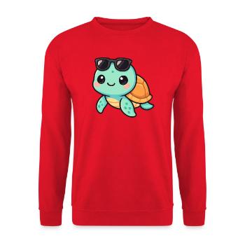 Cute turtle cartoon with sunglasses - Unisex Sweatshirt - red - Front - Alina (178cm) & Michal (187cm)