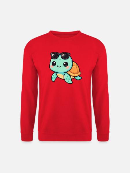 Cute turtle cartoon with sunglasses - Unisex Sweatshirt - red