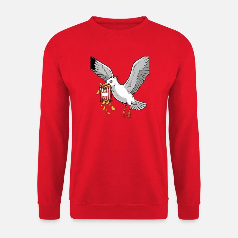 Seagull with Chips Snack Design - Unisex Sweatshirt - red