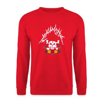 Burning for Bikes, color - Unisex Pullover - Rot - Vorne - Alina (178cm) & Michal (187cm)