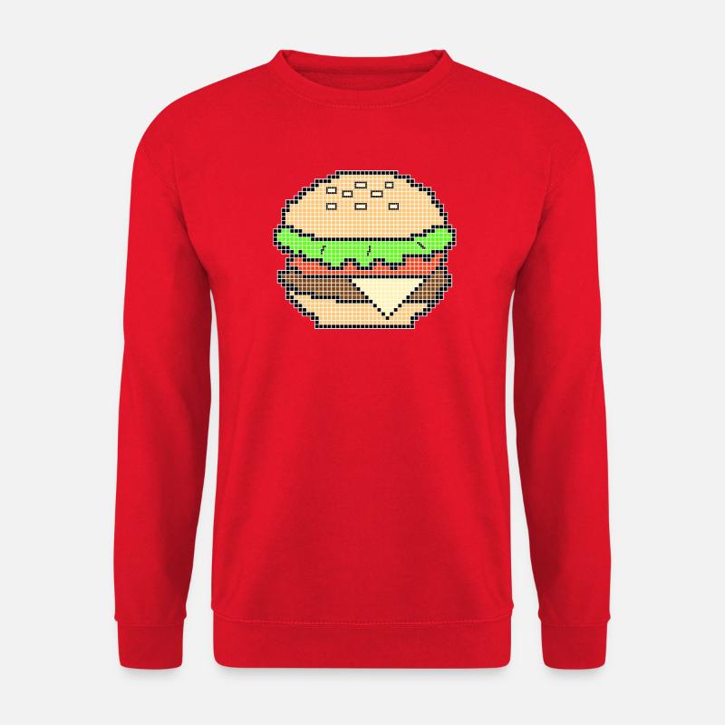 Pixel Art Cheeseburger Design - Unisex Pullover - Rot