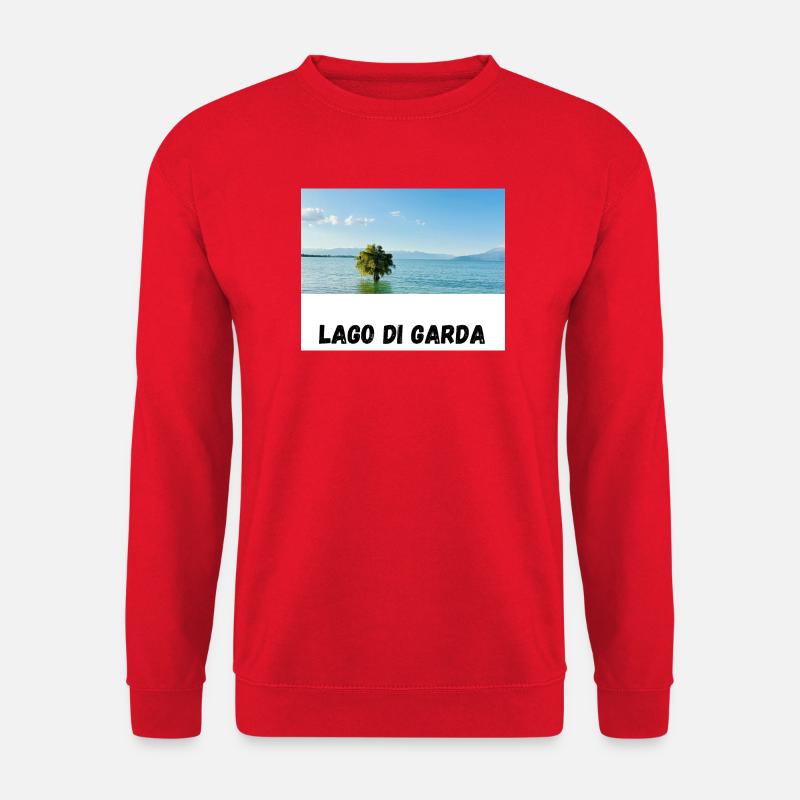 Lago di Garda design with tree in the water - Unisex Sweatshirt - red