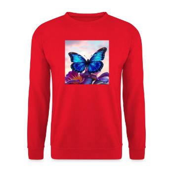 Schmetterling - Unisex Pullover - Rot - Vorne - Alina (178cm) & Michal (187cm)