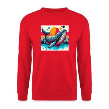 whale - Unisex Sweatshirt - red - Front - Alina (178cm) & Michal (187cm)