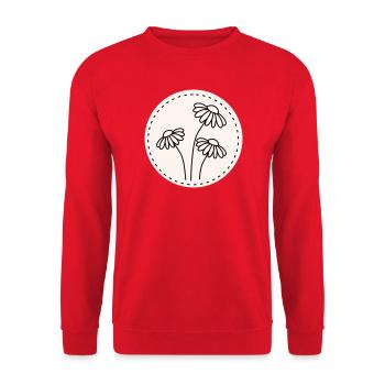Daisy Line Art – Floral Motif Circle - Unisex Sweatshirt - red - Front - Alina (178cm) & Michal (187cm)