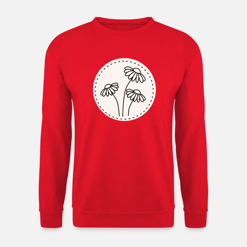 Gänseblümchen Line Art – Blumen Motiv Kreis - Unisex Pullover - Rot