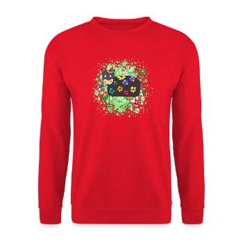 Bunter Fudge mit floralem Motiv - Unisex Pullover - Rot - Vorne - Alina (178cm) & Michal (187cm)