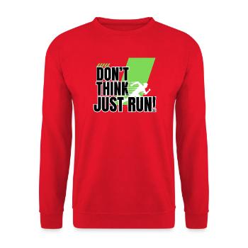 Don't think, just run! - Unisex Pullover - Rot - Vorne - Alina (178cm) & Michal (187cm)