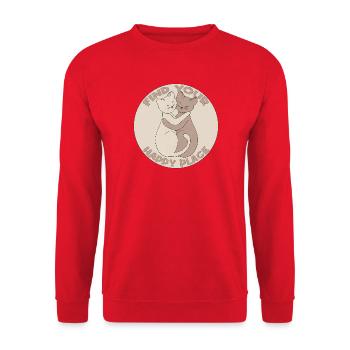Find your happy place - Unisex Sweatshirt - red - Front - Alina (178cm) & Michal (187cm)