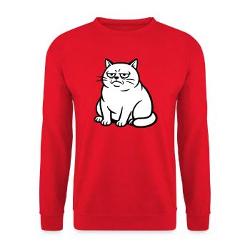 Gelangweilte Katze - Unisex Pullover - Rot - Vorne - Alina (178cm) & Michal (187cm)