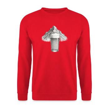 Mountain view with beer glass - Unisex Sweatshirt - red - Front - Alina (178cm) & Michal (187cm)