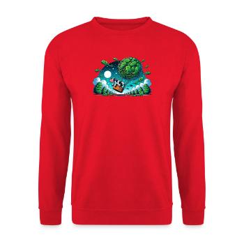 Leaf Lift Kuh-Reise - Unisex Pullover - Rot - Vorne - Alina (178cm) & Michal (187cm)