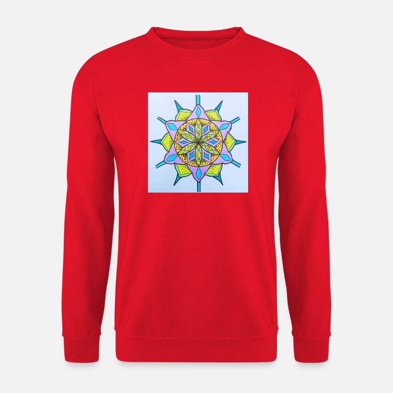 Buntes Mandala-Muster für kreative Kleidung - Unisex Pullover - Rot