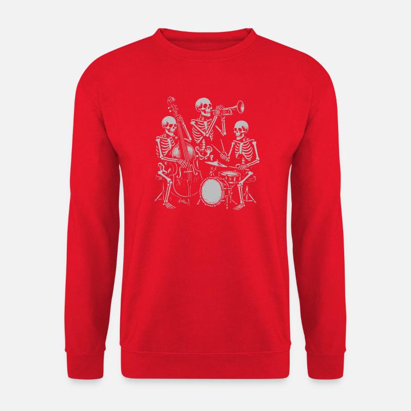 Skelett-Jazzband-Illustration - Unisex Pullover - Rot