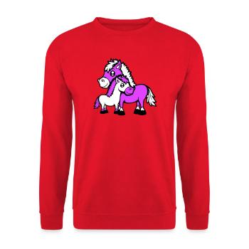 2 Süße Pferde Kind Familie Mama Papa Mutter Vater - Unisex Pullover - Rot - Vorne - Alina (178cm) & Michal (187cm)