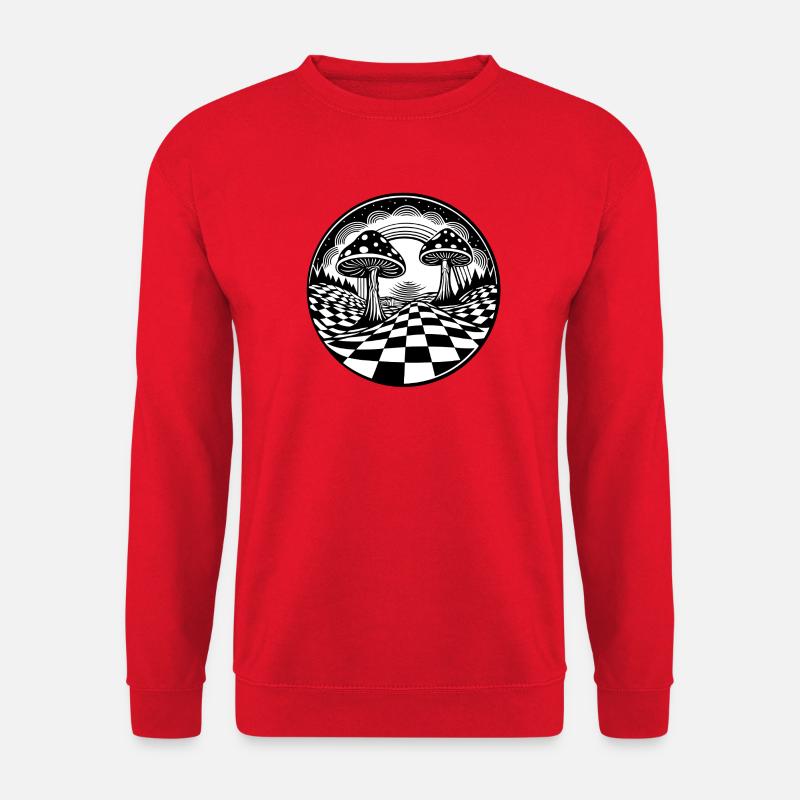 Psychedelische Pilz-Landschaftsgestaltung - Unisex Pullover - Rot