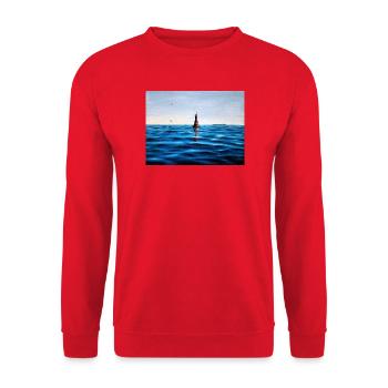 Lighthouse over Calm Blue Adriatic Sea Croatia - Unisex Sweatshirt - red - Front - Alina (178cm) & Michal (187cm)