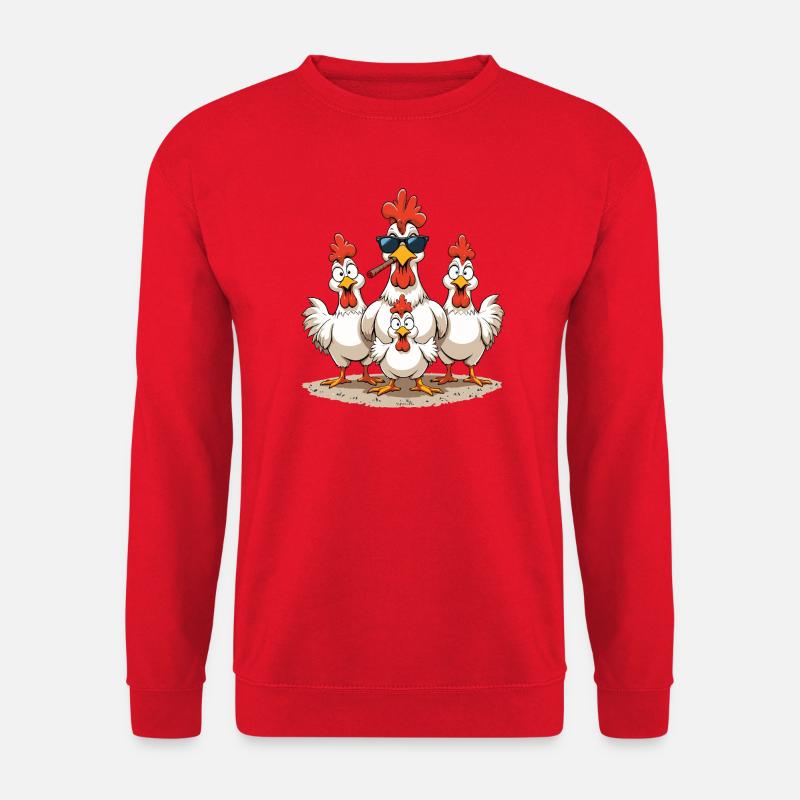 Hahn Familie Haltung Spaß - Unisex Pullover - Rot