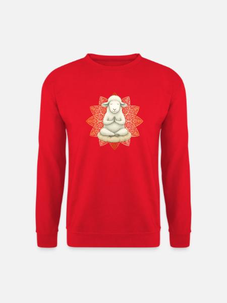 Meditierendes Schaf – Yoga & Mandala Motiv - Unisex Pullover - Rot