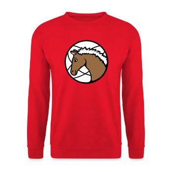 Pferd Süß Pony Fohlen Pferdemädchen Niedlich Comic - Unisex Pullover - Rot - Vorne - Alina (178cm) & Michal (187cm)