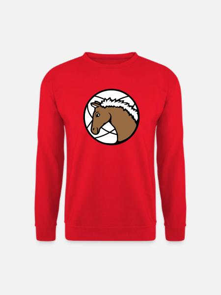 Pferd Süß Pony Fohlen Pferdemädchen Niedlich Comic - Unisex Pullover - Rot