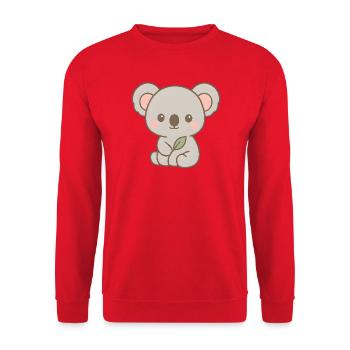 Mignon design d’ours koala avec des feuilles - Sweat-shirt Unisexe - rouge - Devant - Alina (178cm) & Michal (187cm)
