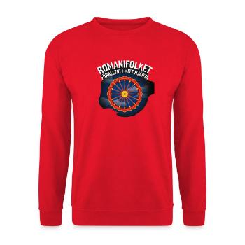Herzkarussell gegen den Nachtblauen Himmel - Unisex Pullover - Rot - Vorne - Alina (178cm) & Michal (187cm)