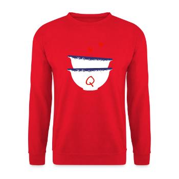 Buchstabe q bretonische Schalen - Unisex Pullover - Rot - Vorne - Alina (178cm) & Michal (187cm)